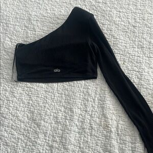 ALO Yoga Black One-Shoulder Crop Top